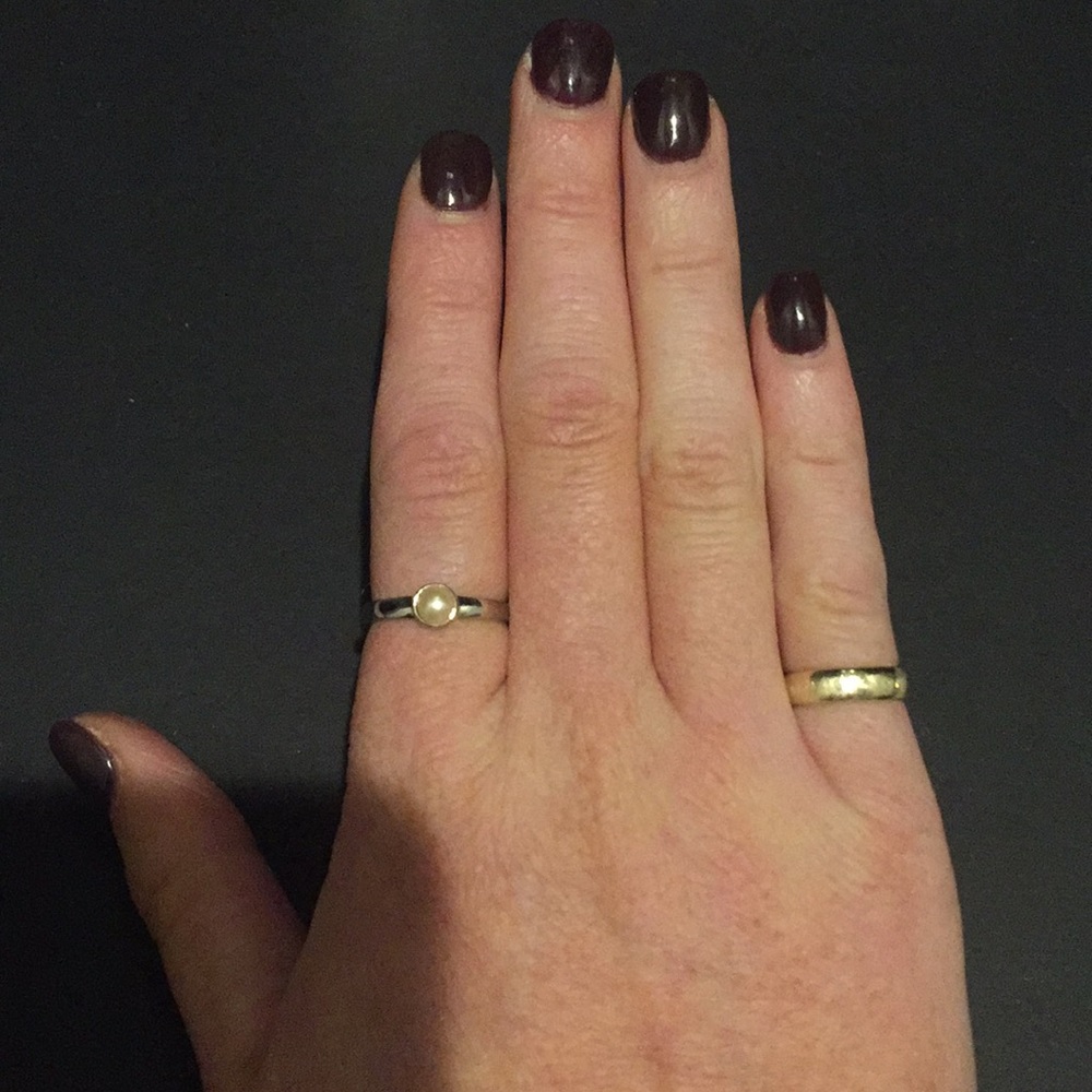 Cute sterling silver genuine pearl ring size 6